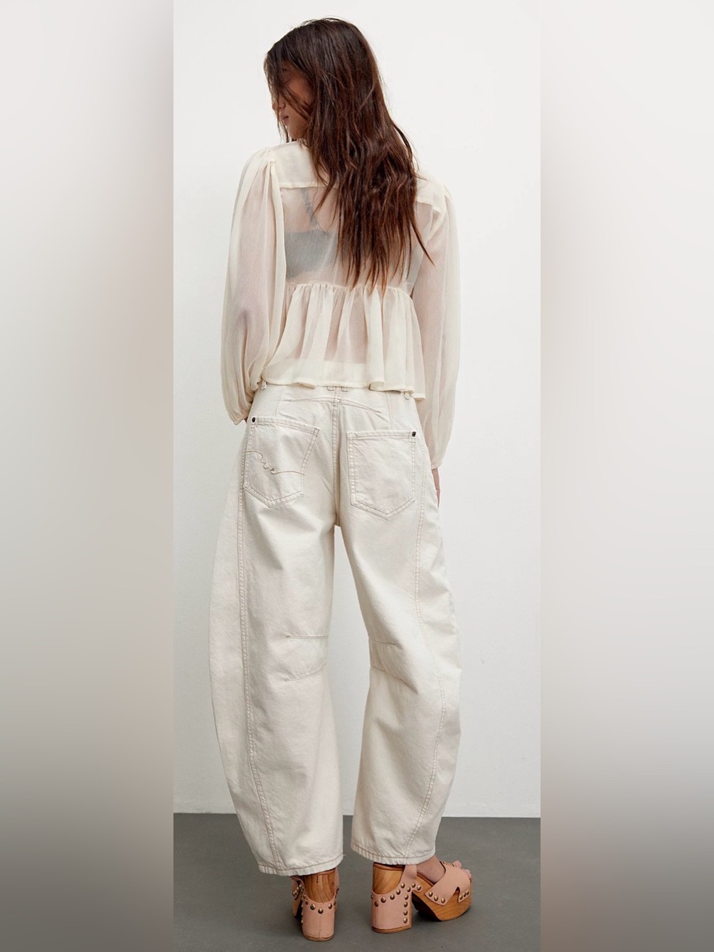 NWT Free People We The Free Good Luck Midrise Barrel Jeans in Milk Size 32 - Picture 2 of 8